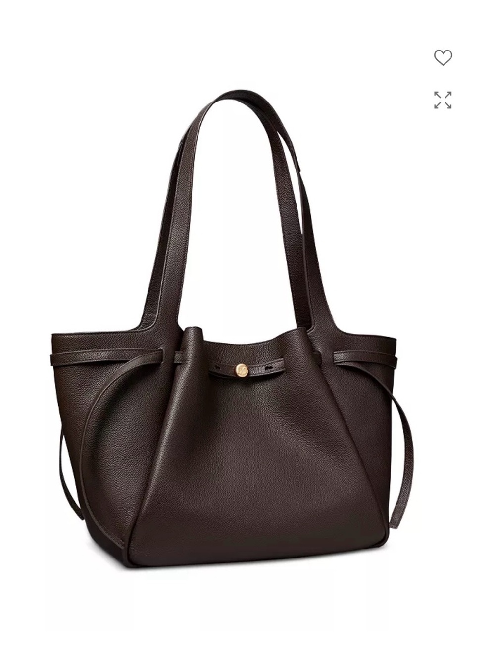 NWT Tory Burch Large Romy Leather Tote Bag, Deep Brown Leather - Picture 2 of 16